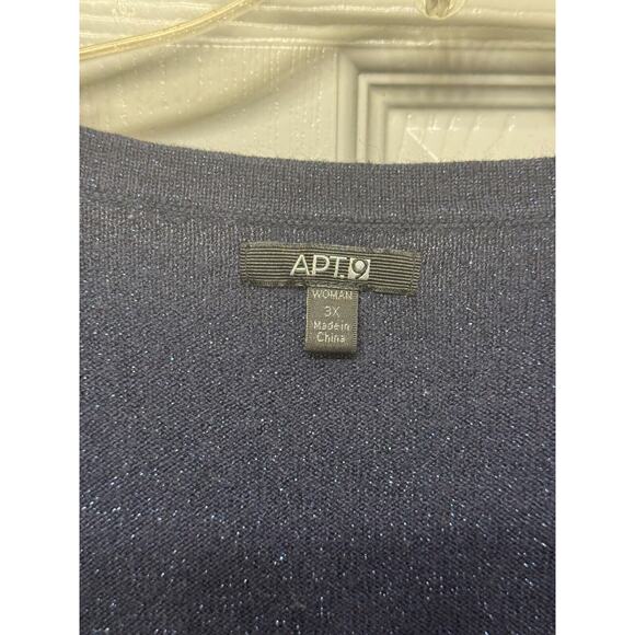 APT 9 Women's Navy Blue Metallic Sparkle Pullover Tunic - Size 3X - Picture 5 of 8